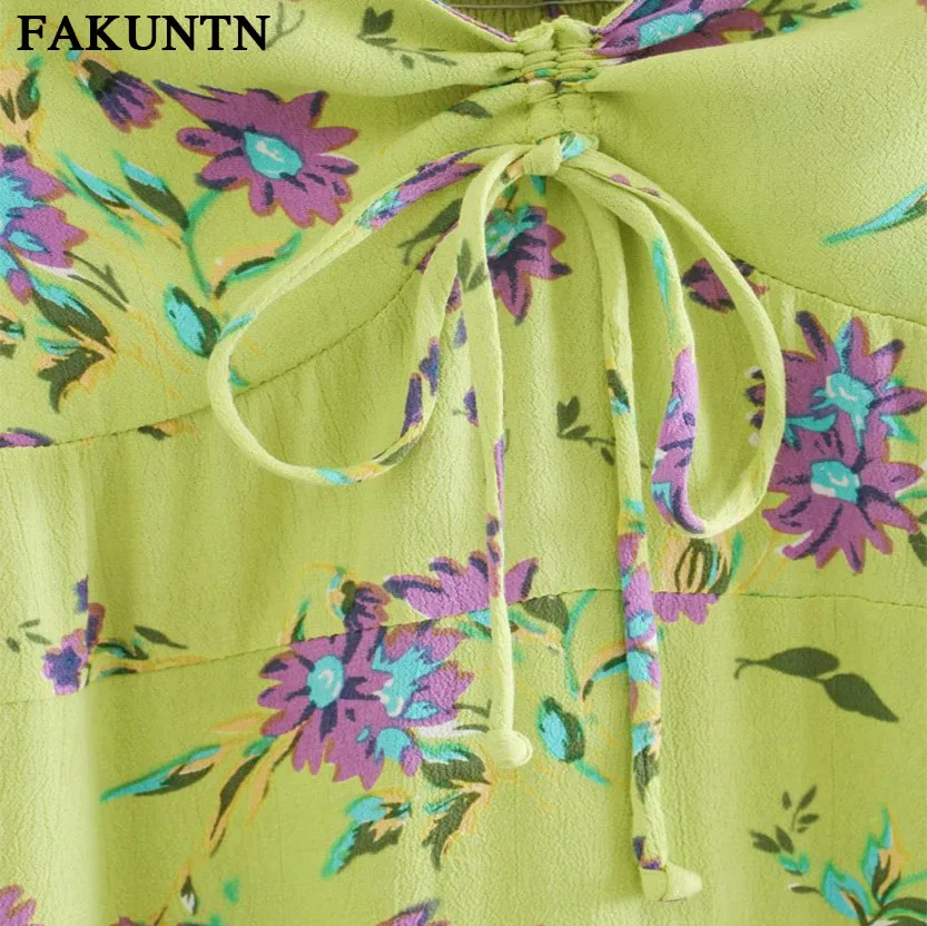 

Women's Floral Print Dress Fashion Elegant Square Collar Loose Lace-up Vintage Vacation Long-sleeve Dresses Women Vestidos 2020