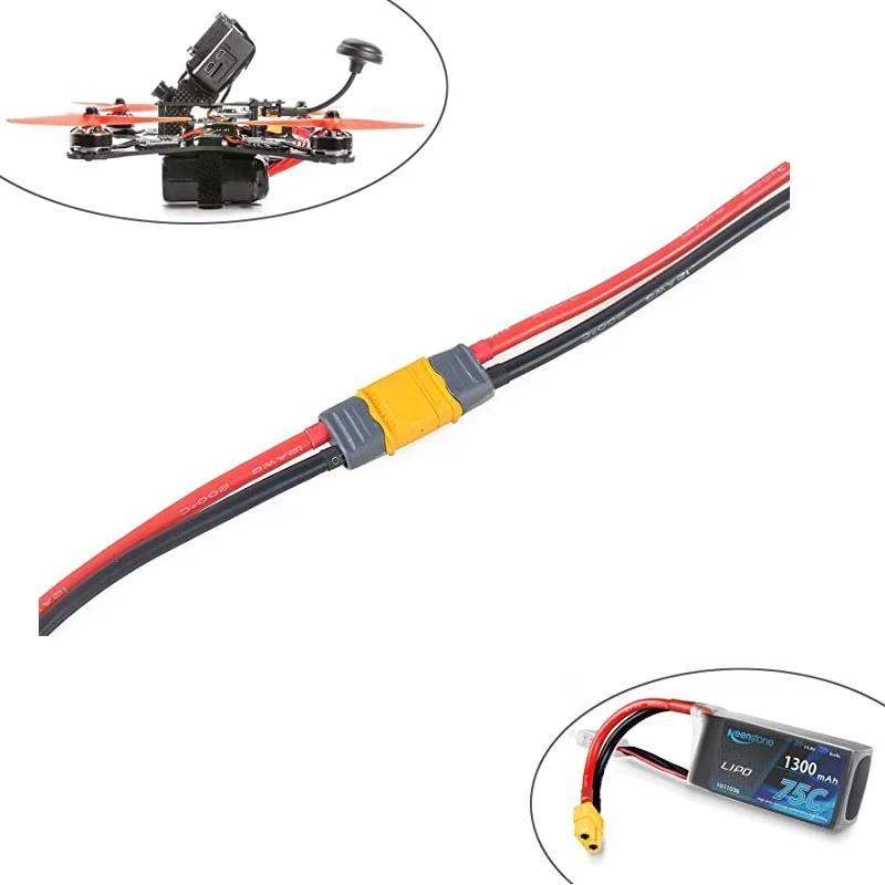 

10cm/20cm/30cm/50cm/1m XT60 Plug Female and Male Connector with 12AWG Silicon Wire for RC Lipo Battery Cable Drone