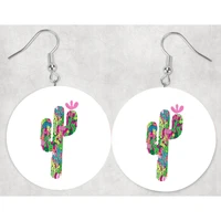 wondrous faux leather cactus decal patterned earrings