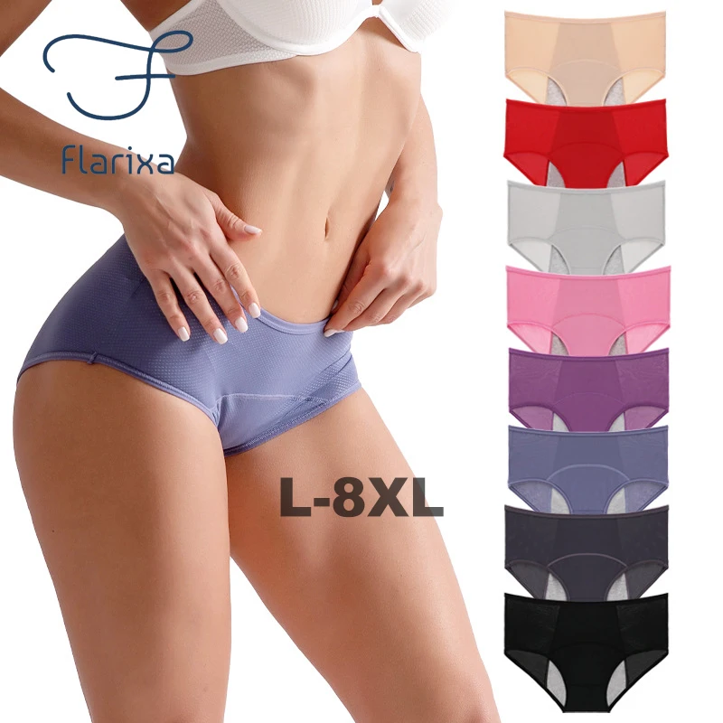 

Flarixa 3 Layers Leak Proof Menstrual Panties Large Size Women's Period Underwear Waterproof Cotton Briefs Incontinence Panties