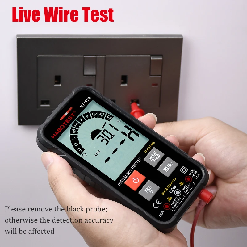 HT112B Capacitor Tester Multimeter Digital Smart Professional Automotive Voltmeter HABOTEST Mini AC DC Ohm Hz Transistor Tester