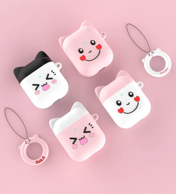 Милый мультяшный чехол для наушников Apple AirPods 1 и 2 ударопрочный совместимый с