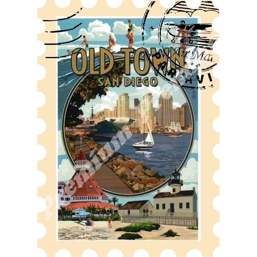 Сан-Диего Сувенирный магнит Винтажный туристический плакат | Дом и сад