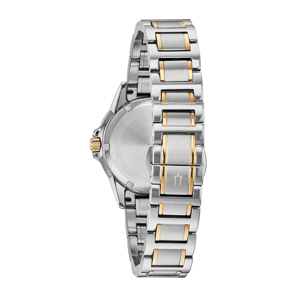 Наручные часы Bulova 98P186 женские кварцевые на биколорном браслете |
