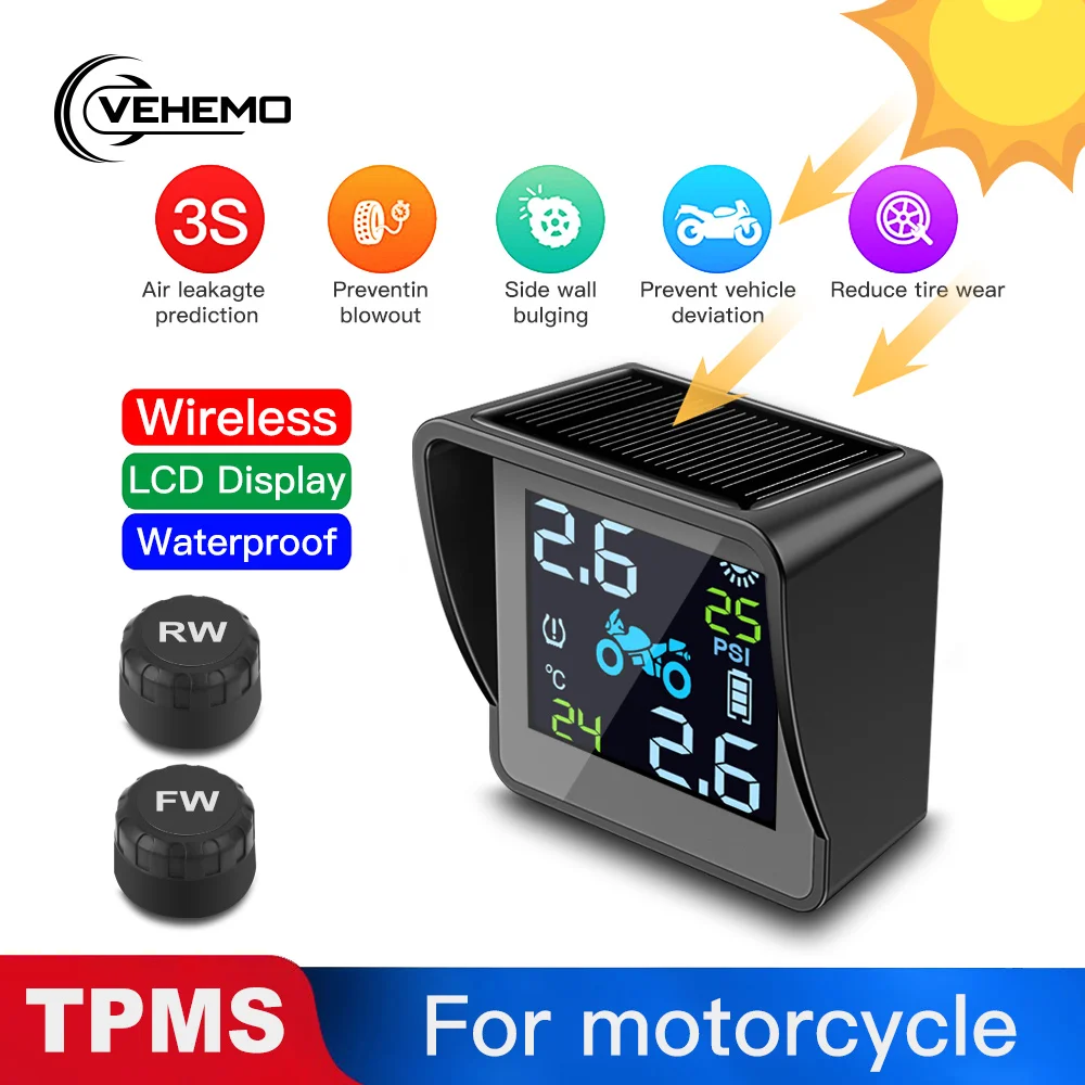 Система контроля давления в шинах мотоцикла универсальная Водонепроницаемая TPMS