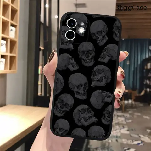 Черный чехол для телефона iPhone 15 14 13 12 11 Pro XS Max 6 S 8 7 Plus X XR SE 12Mini Grim Reaper Skull Skeleton, мягкий силиконовый чехол