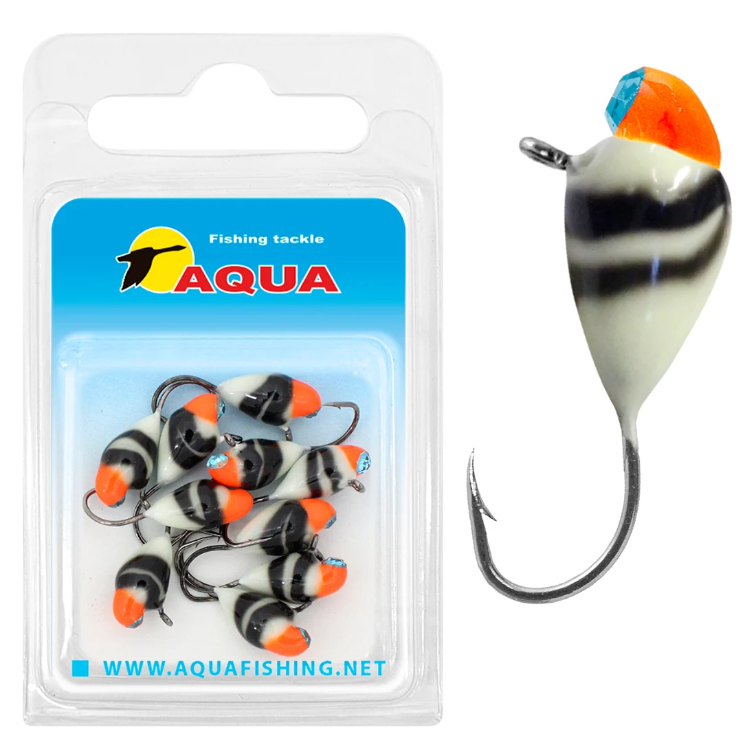 Мормышка вольфрамовая AQUA Капля с ушком обмазка c винтом и камнем вес от 0 55 до 2 00g (10