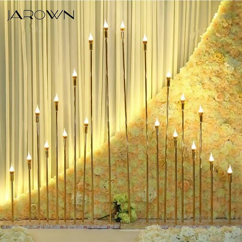 JAROWN-luces de ca&ntilde;a dorada, 10 cabezas, Fondo de boda, utiler&iacute;a para fiesta, decoraci&oacute;n del hogar, candelabro electr&oacute;nico alto, decoraci&oacute;n de jard&iacute;n-0