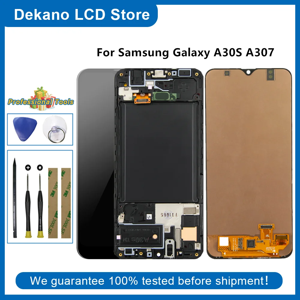 

For Samsung A30S A307 A307F SM-A307F/DS SM-A307FN/DS SM-A307G/DS LCD Display Touch Screen Digitizer Assembly + Frame Tools