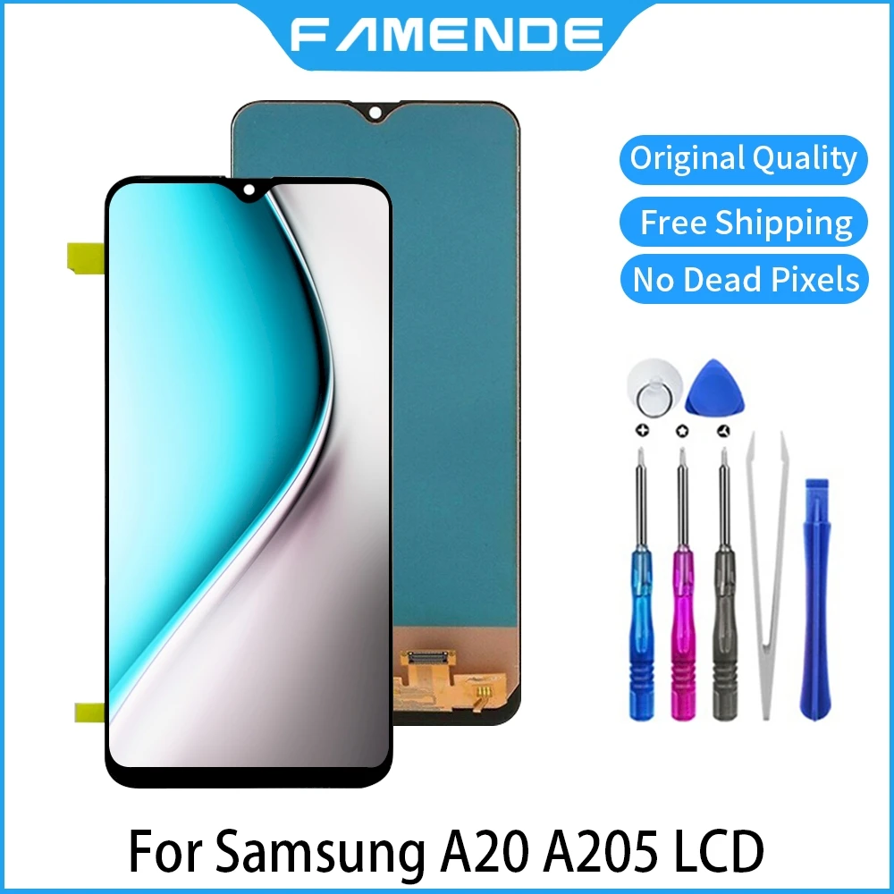 100% Original LCD For Samsung Galaxy A20 A205 SM-A205F A205FN OLED LCD Display Screen Digitizer Assembly Replacement Fingerprint