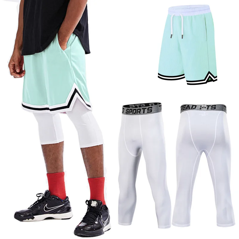 

Sport Men Basketball Set Basketball Shorts With Pants Running Training Shorts with Tights Training Suit Jogging Shorts Sets