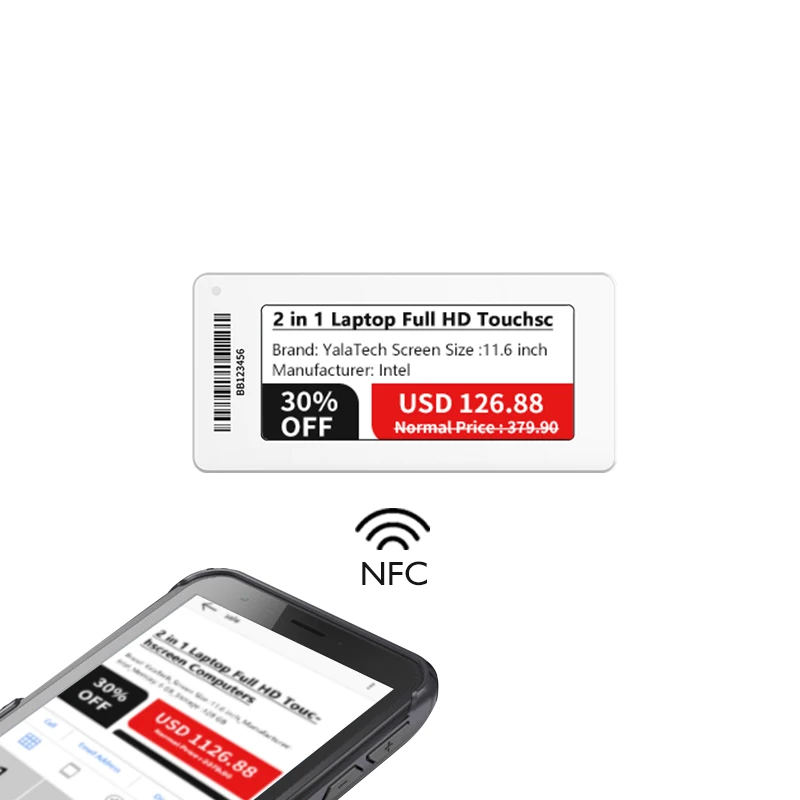Цифровая электронная чернильная бумага YalaTech ESL, ценник NFC, Электронная этикетка ESL 2,13 дюйма для интеллектуального магазина esl league