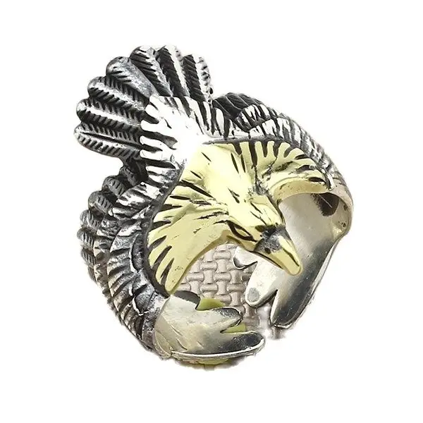

Стерлингового серебра желтый Орел кольцо печатка кольцо ручной работы серебристого цвета; Для мужчин кольцо серебро Для женщин Для мужчин ...