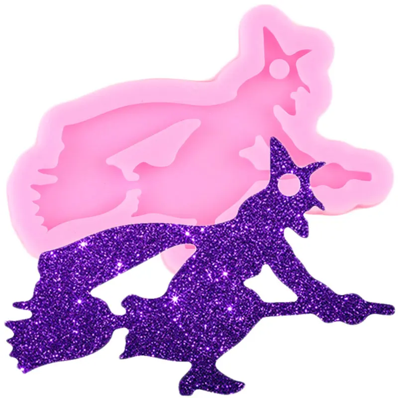 Блестящий глянцевый колдуньи на Хэллоуин брелки для ключей силиконовая форма