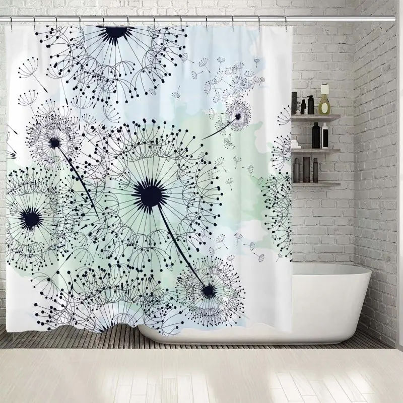 Занавески для душа цветочный узор с одуванчиками цветы Природа тема дома