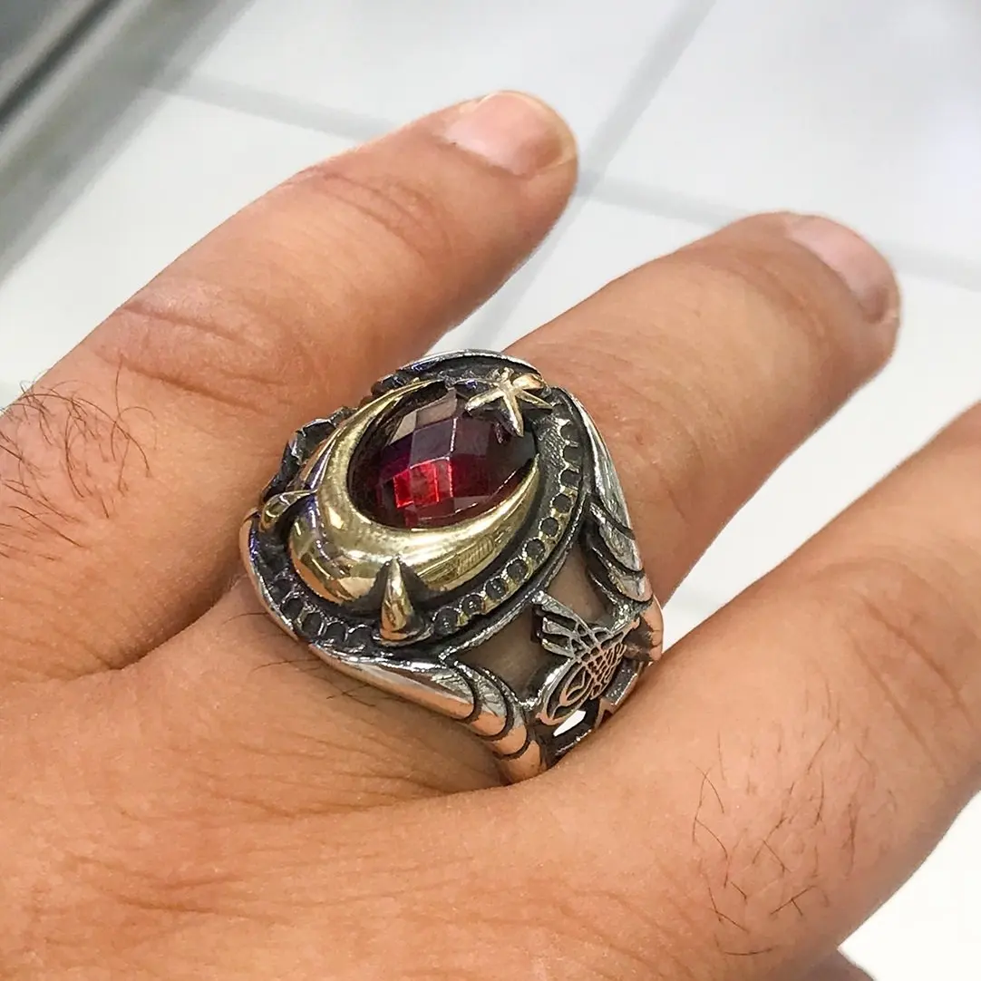 Новое серебряное мужское кольцо с изображением Луны звезд солдата|Кольца| |