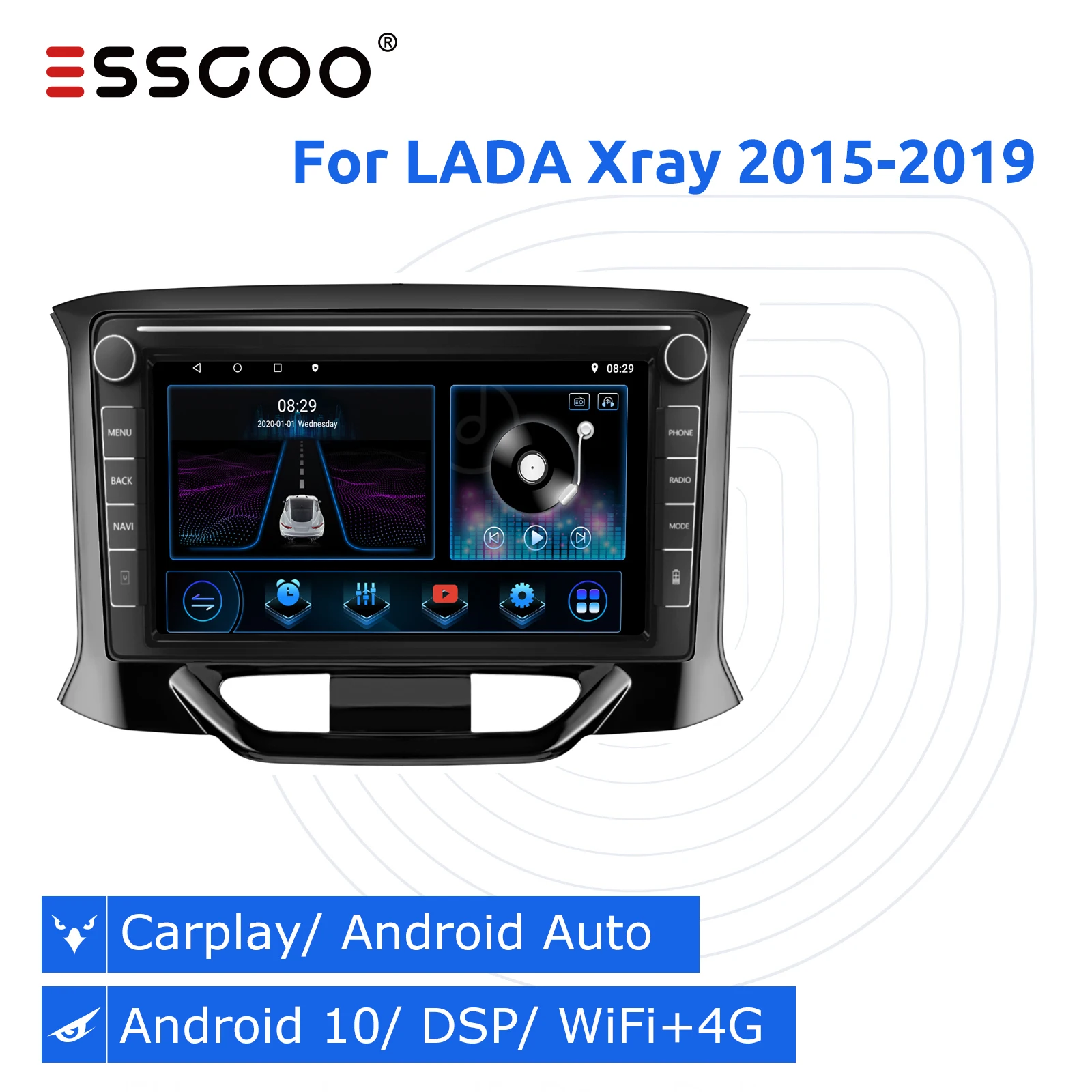 Автомагнитола ESSGOO 2 din Android 10 для LADA Xray X ray 2015-2019 Bluetooth стерео мультимедийный плеер