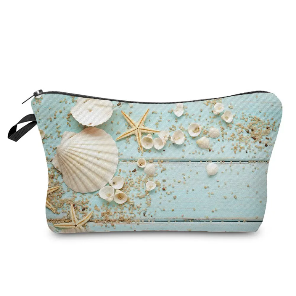 

Shell Starfish Printed Cosmetic Bags Beach Small Toiletry Bag Hot Sale Fashion Makeup Bags for Women High Quality Storage Bags