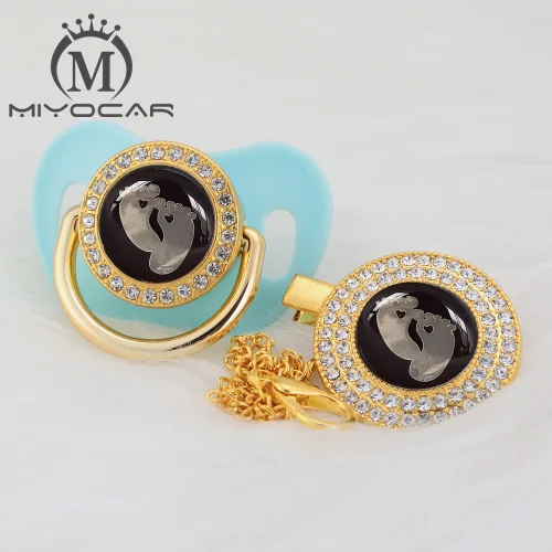 MIYOCAR/Милая Золотая и серебряная Соска-пустышка с золотым украшением для ног и пустышка с клипсой, не содержит бисфенол, пустышка, уникальный дизайн, GFT-08 - Цвет: GFT-7  6-18M