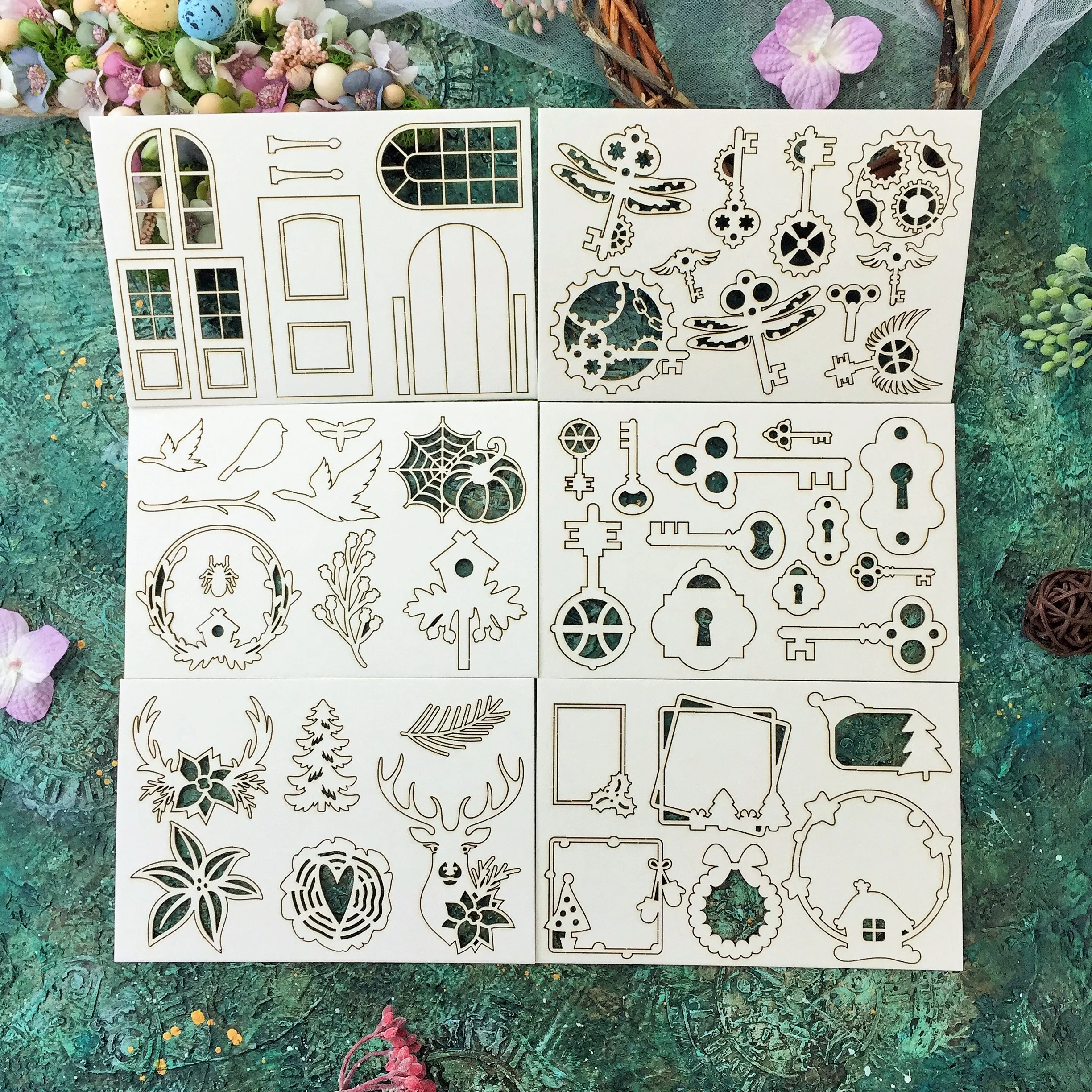 Chipboard for scrapbooking mix (lot) of cardboard 53 PCs-decoration on different themes |