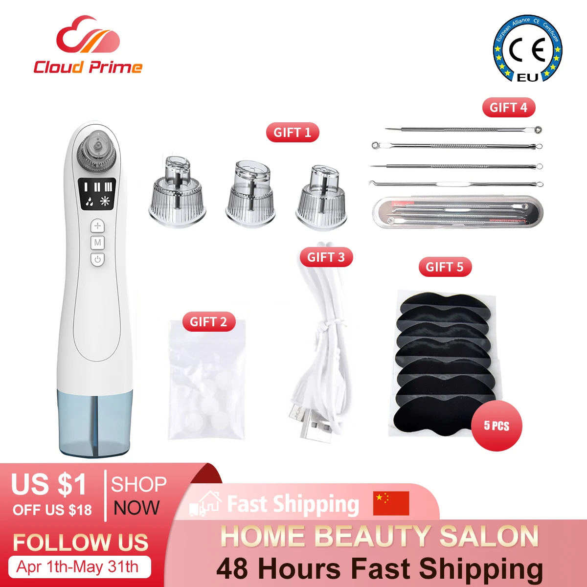 

Small Bubbles Blackhead Remover Facial Pore Cleaner Upgraded Heating Black Head Vacuum Rechargeable Comedone Extractor Tool