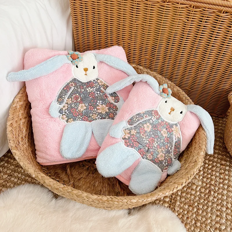 

Korea Cute Rabbit Bath Towel Set Soft Wipe Dishcloths Hanging Absorbent Cloth Solid Color Household Bathroom Accessories