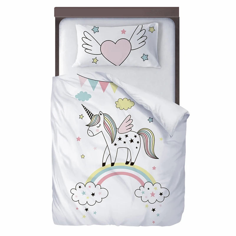 

Duvet Cover Set Bedding Set with Pillow Case for Baby and Kids Room Children's Room 3D Printed Modern Style 2021 Sweet Ice Cream Unicorn Rainbow Diamonds Model 101