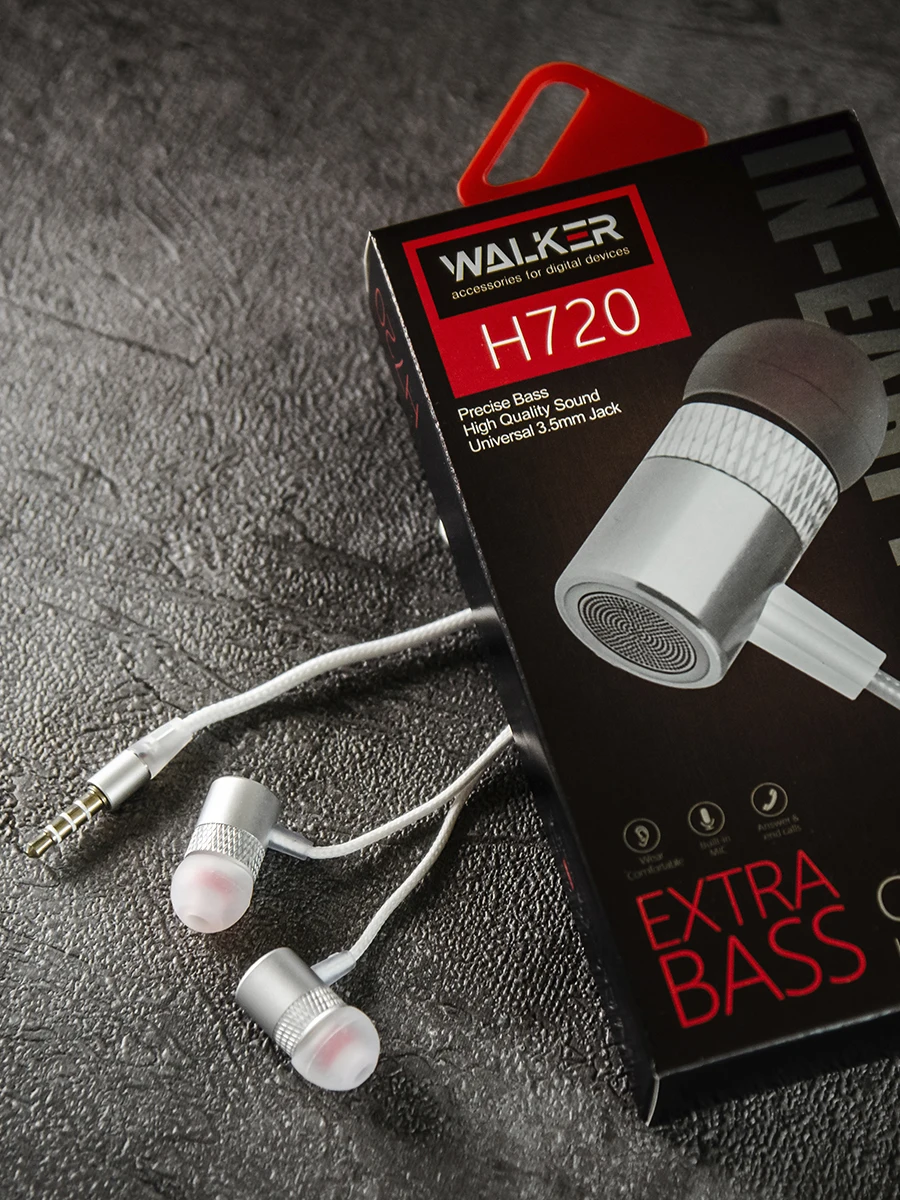 Headphones wired Walker h-720 vacuum with microphone for phone minijack aux 3.5mm Original black gold silver gray Bass Stereo Wired headphones