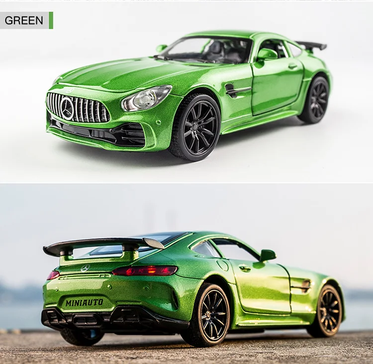 KIDAMI 1:32 Ben AMG GT Diecast Car Model High Simulation Pull Back Sound and Light Model Toy Car For Children's Birthday Gifts