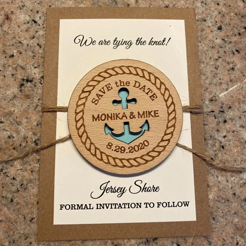 Настройте якорь сохранить дату магнит свадебные деревянные сувениры