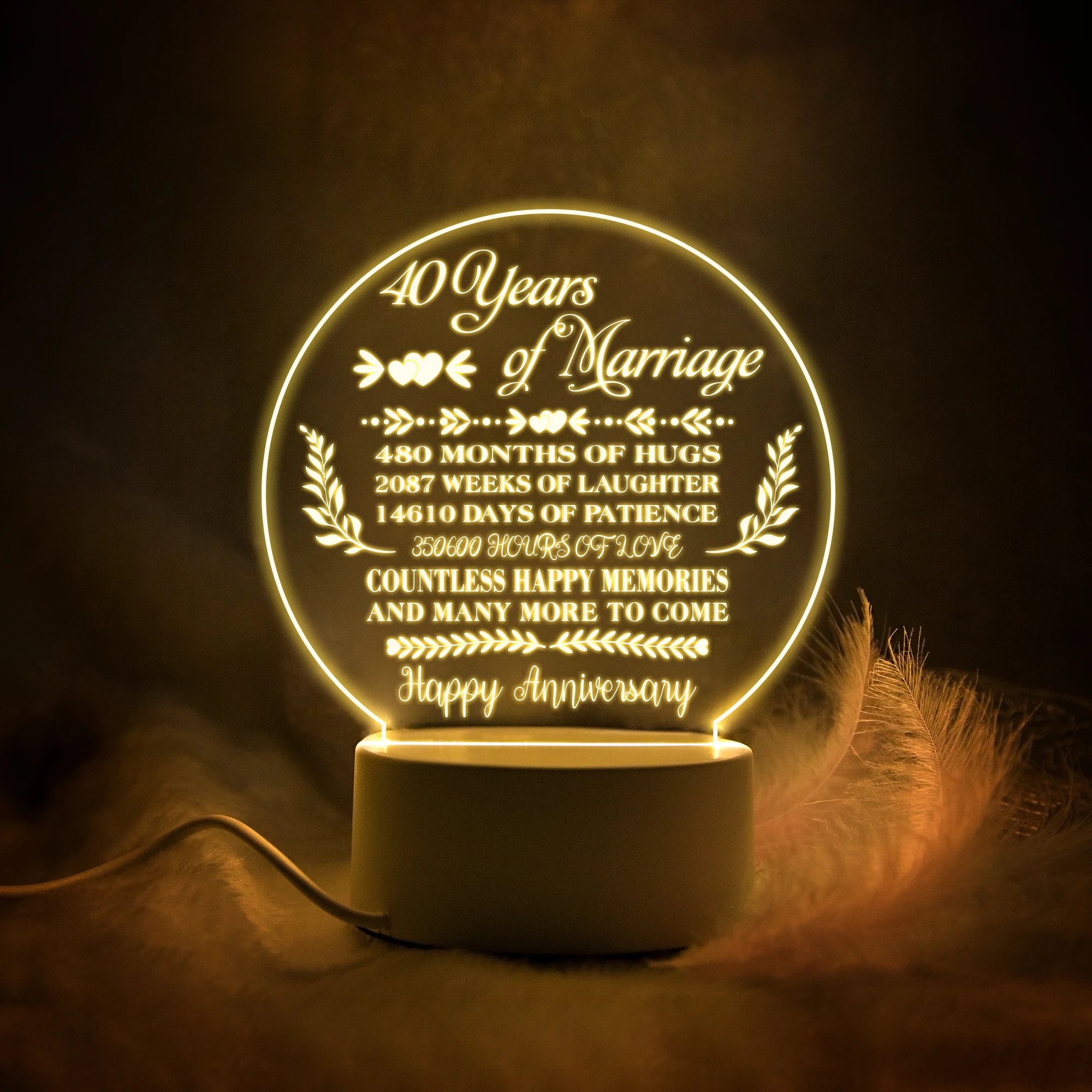 

Подарок на годовщину-25 30 40 45 55 лет подарок для мужа и жены креативный Романтический светодиодный светильник подарок для пары ночных светиль...