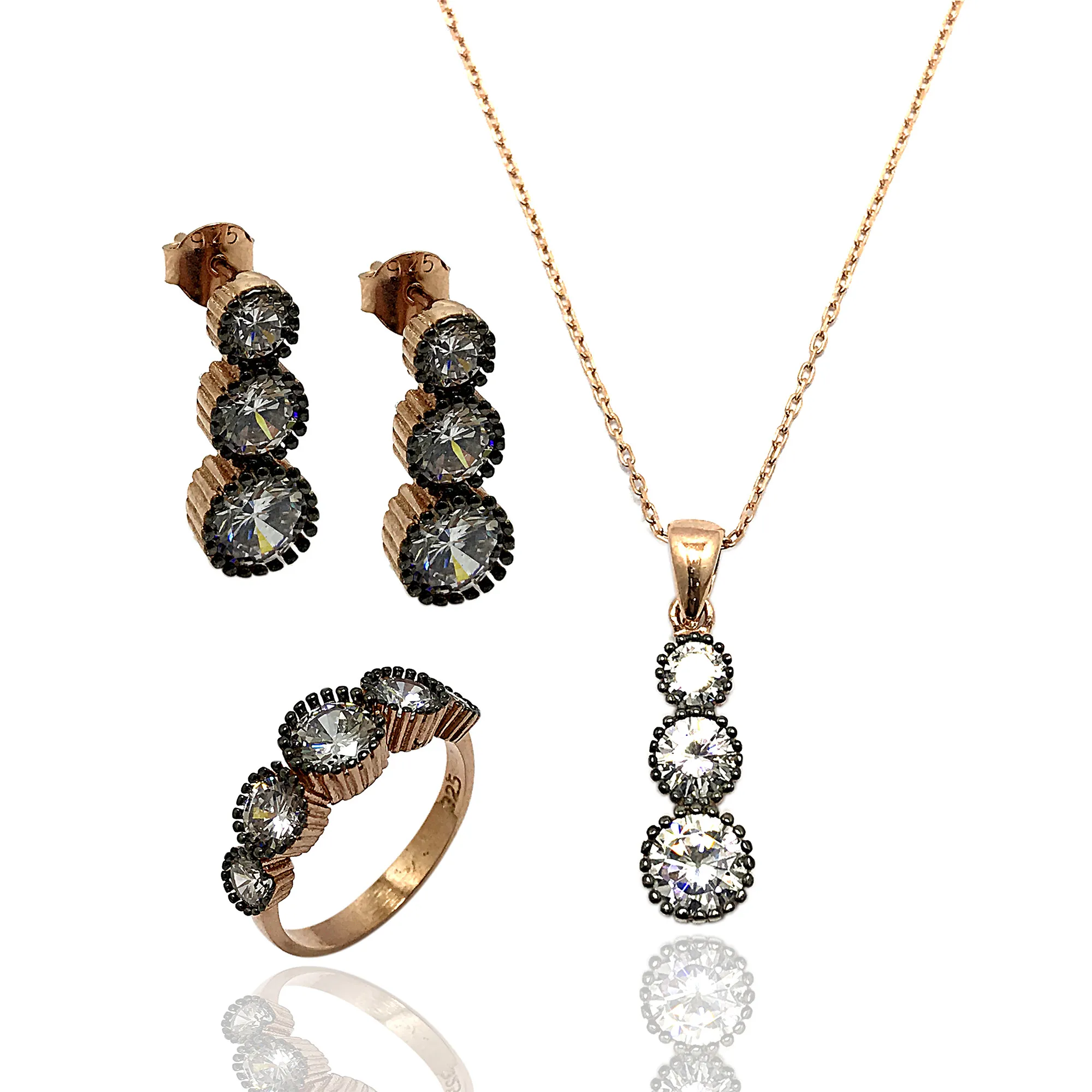 Женский серебряный ювелирный набор с циркониевым камнем müntürlü|Ювелирные наборы|