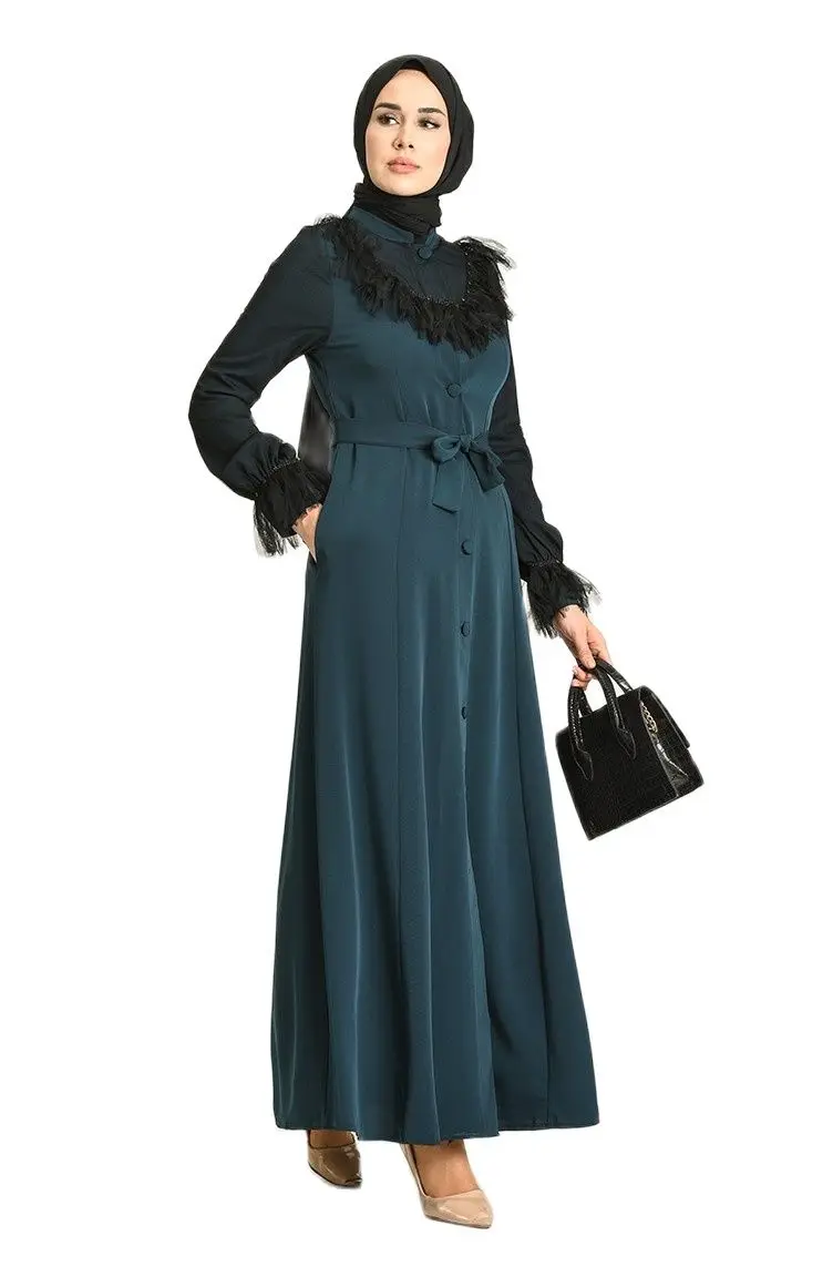 

Ramadan Belted Abaya, Muslim Clothing Hijab Dubai Islamic Arabia New Season Tunic 100% Made in Turkey