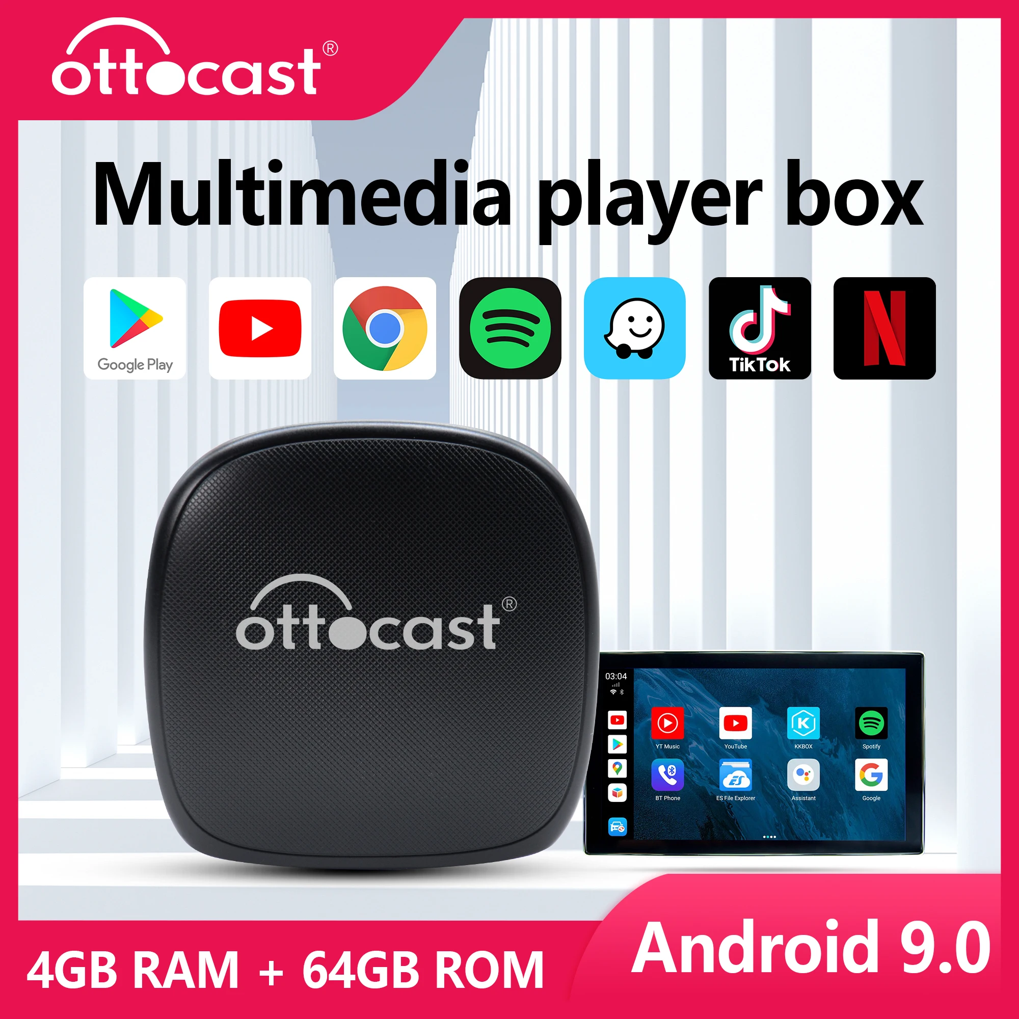 

CarPlay AI Box CarPlay Mini box Android9.0 system 4+64G for OEM multimedia player on VW/Audi/Benz/Nissan/Hyundi 2017-2021cars