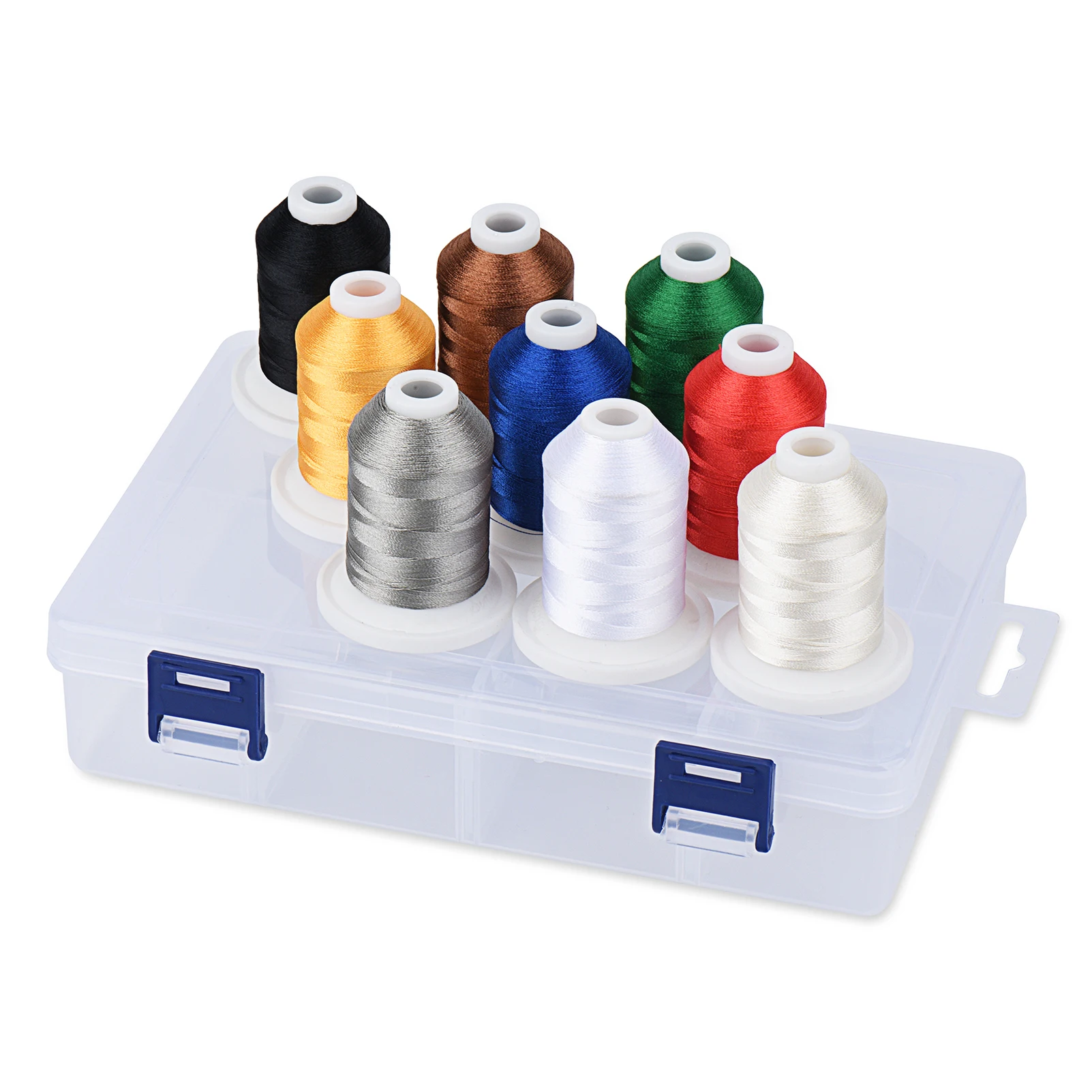 Нить для вышивания Simthread с пластиковым ящиком хранения 9 цветов в наборе 800 ярдов