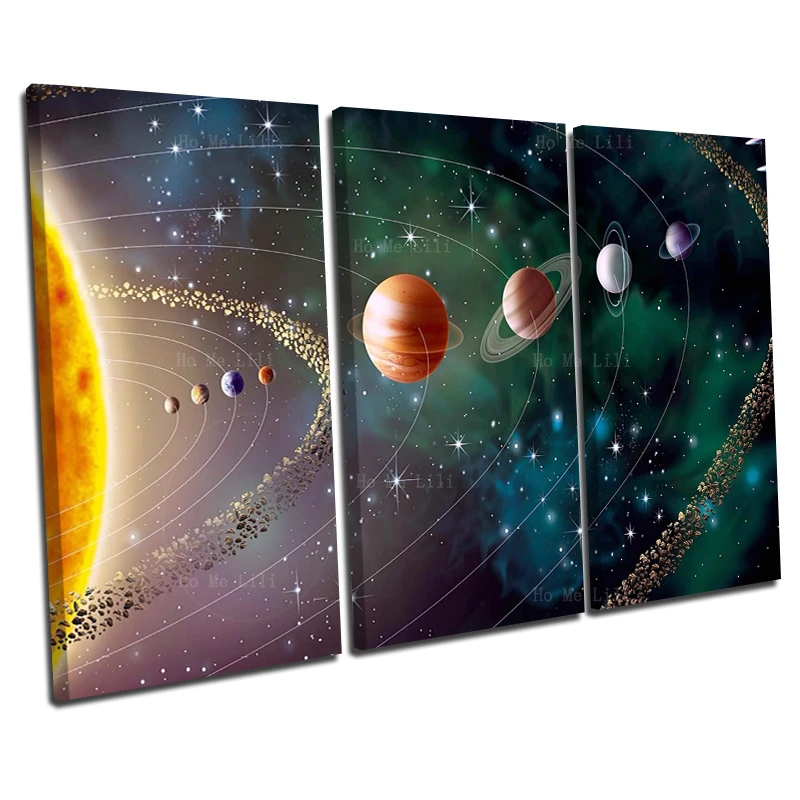 Astronaut Space Exploration Earth Sun Planets Celestial Universe Galaxies Theme Canvas Wall Art By Ho Me Lili For Home Decor