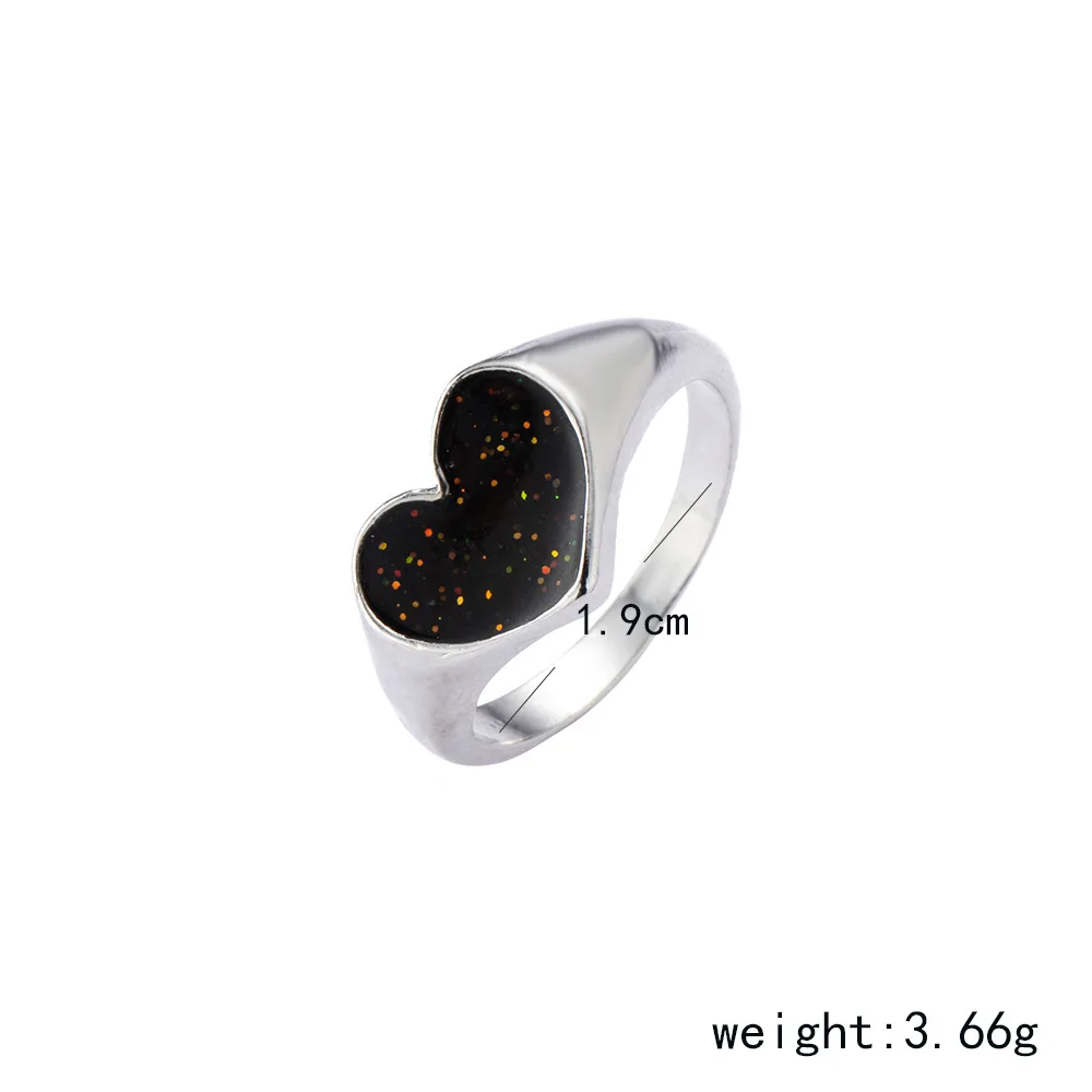 

New personalized fashion star sky peach heart ring retro hip hop heart alloy oil dripping Ring Jewelry