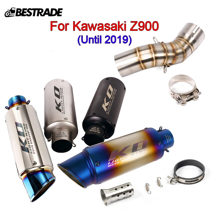 

For kawasaki Z900 Until 2019 Motorcycle Exhaust Tips Muffler Escape Silencer Link Tube Middle Connection Slip on 51mm Mufflers