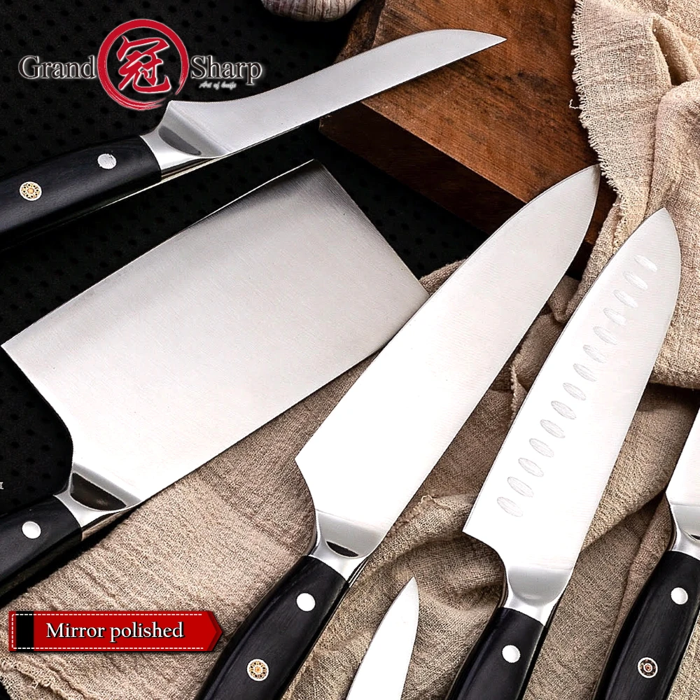 Grandsharp кухонные ножи Германия 1 4116 высокоуглеродистая Нержавеющая сталь Santoku