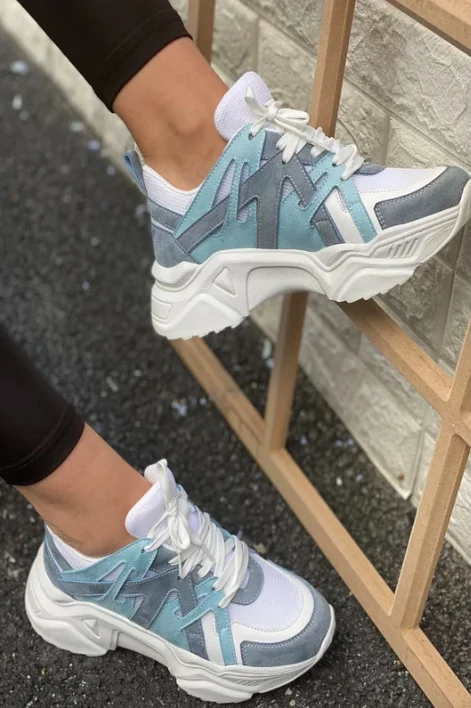 

White and Blue Sneakers for Women Luxury Sneakers for women luxury Women's casual shoes Women Fashion 2021 Made in Turkey