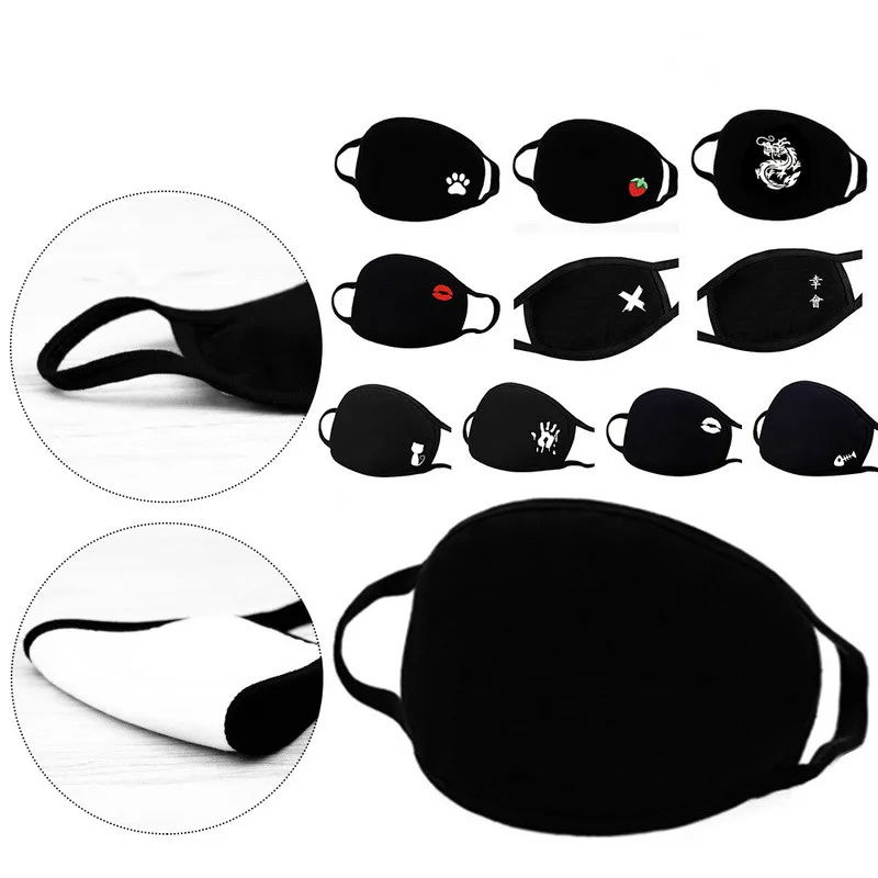 3 шт. простая хлопковая маска унисекс черная дышащая для лица езды на велосипеде