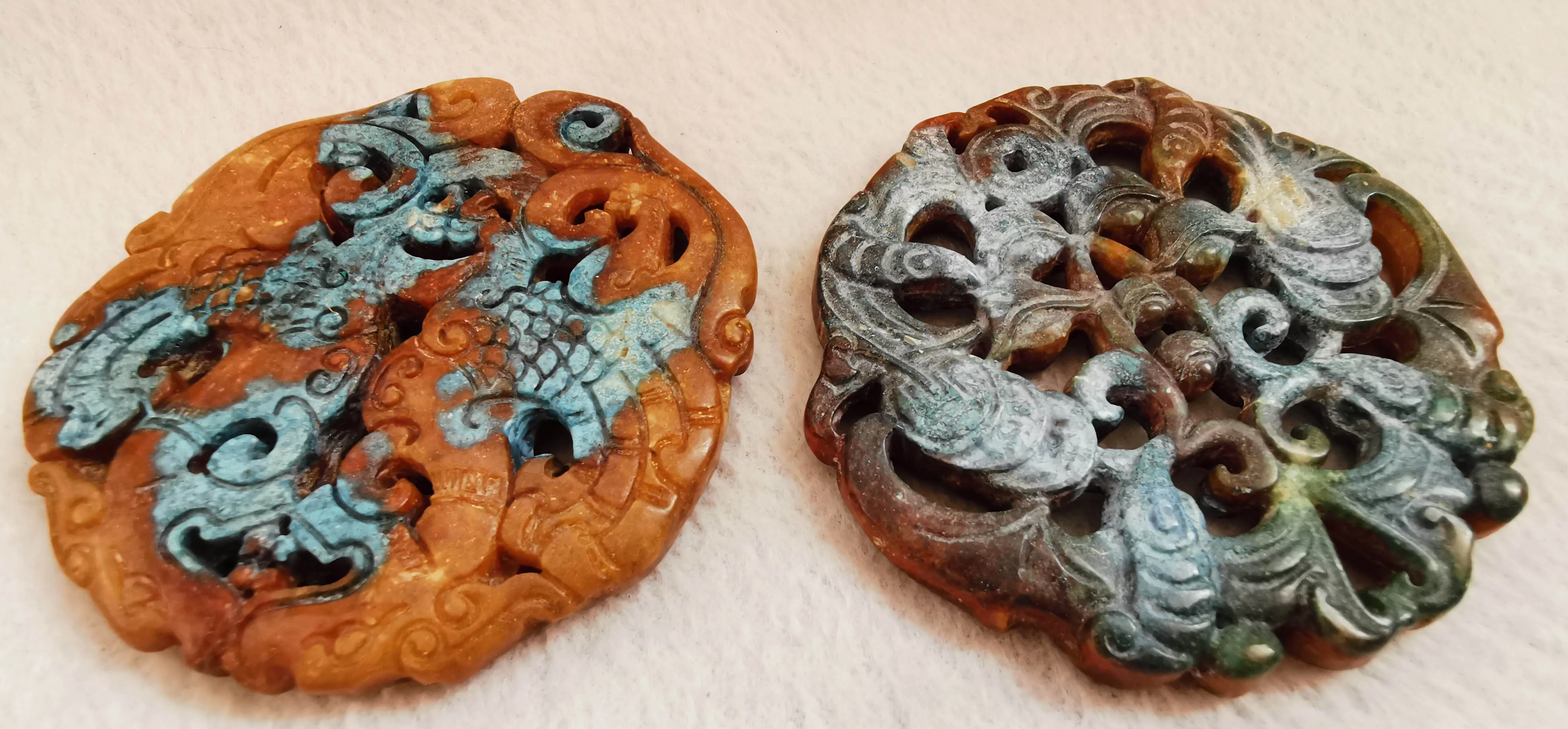 Большой 70 мм старый нефрит Древний ручной работы резной круглый античный Аква