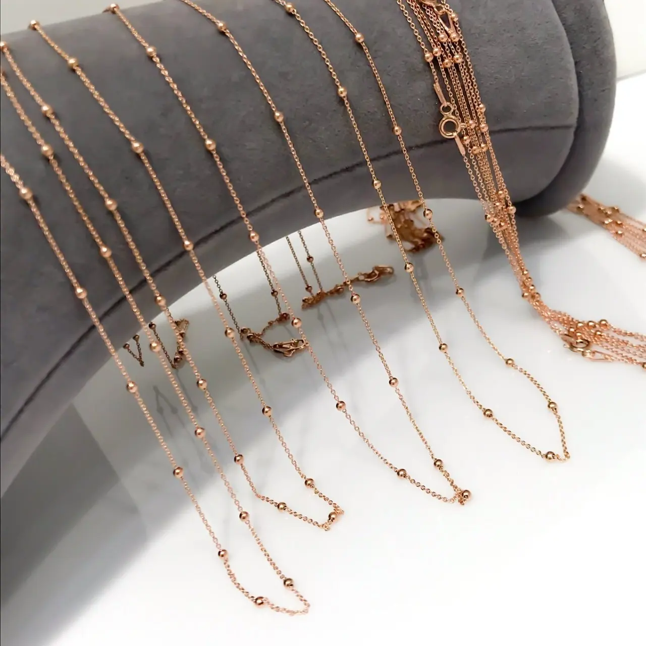 

Ball Ball Long Elegant Long Silver Rosegold 60 cm Chain Necklace
