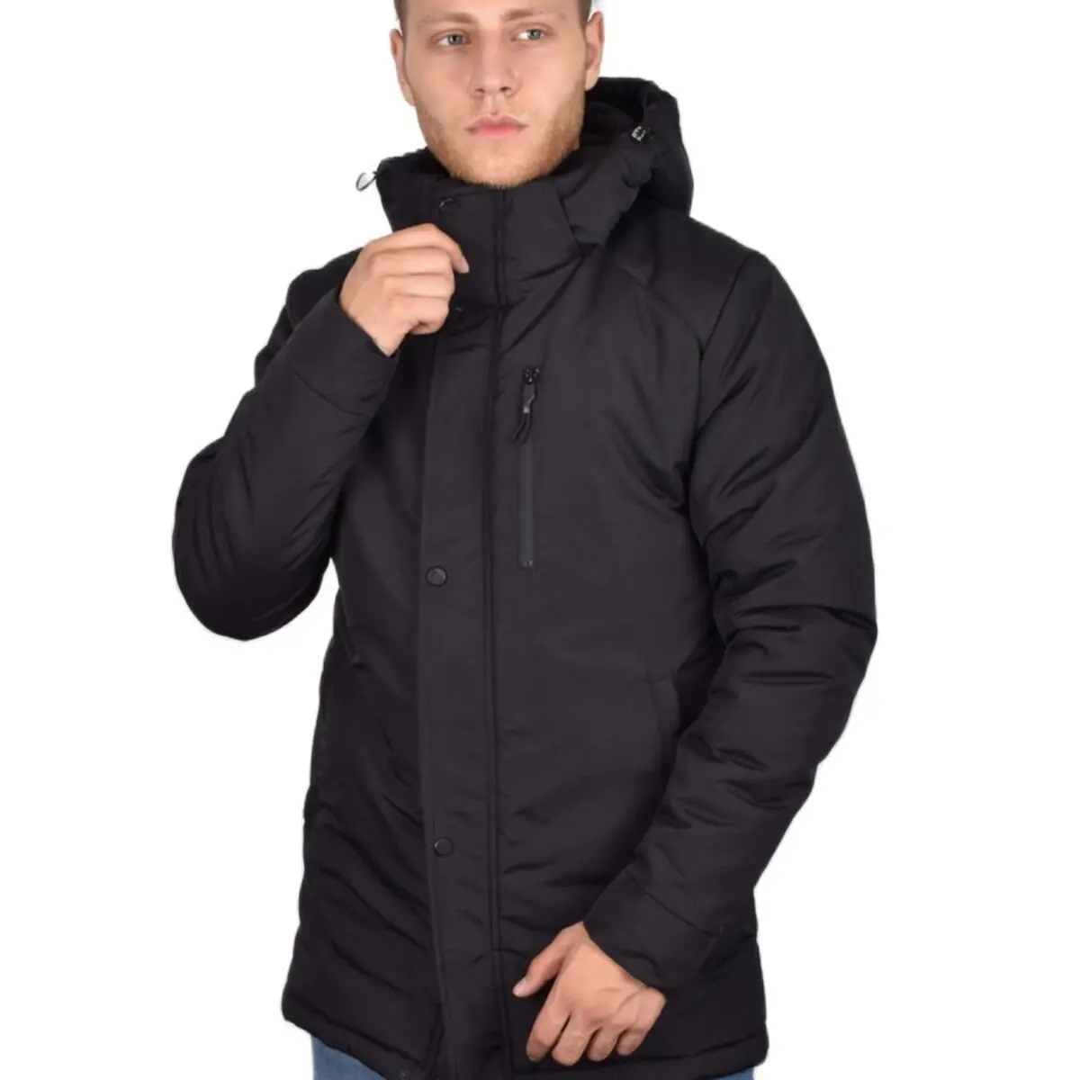 

Мужская куртка с флисовой подкладкой и капюшоном, водонепроницаемая парка на молнии с карманами и пуговицами
