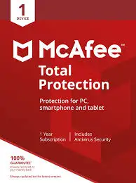 

McAfee AntiVirus Total Protection 2021 | 1 Devices | 1 Year | PC/Mac/Android | Online Code