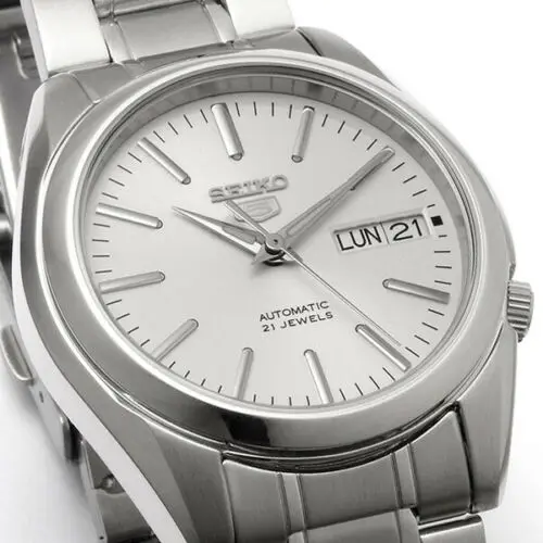 Мужские автоматические часы Seiko 5 SNKL41K1 циферблат белый серебристый 38 мм стальной