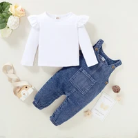baby clothes set 0 18 month fall newborn girl clothes sets long sleeve denim overalls suits spring 2pcs baby girls clothing set