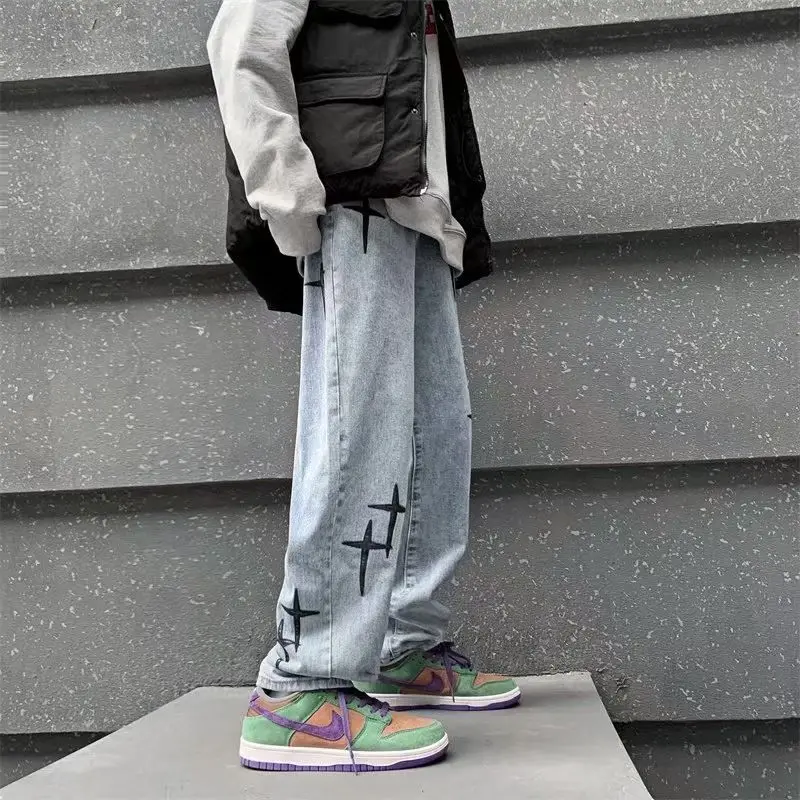 Street Men's Denim Trousers Baggy Jeans Streetwear Pants Kpop Clothes Hip Hop Trendyol Harajuku Vintage Man Clothing