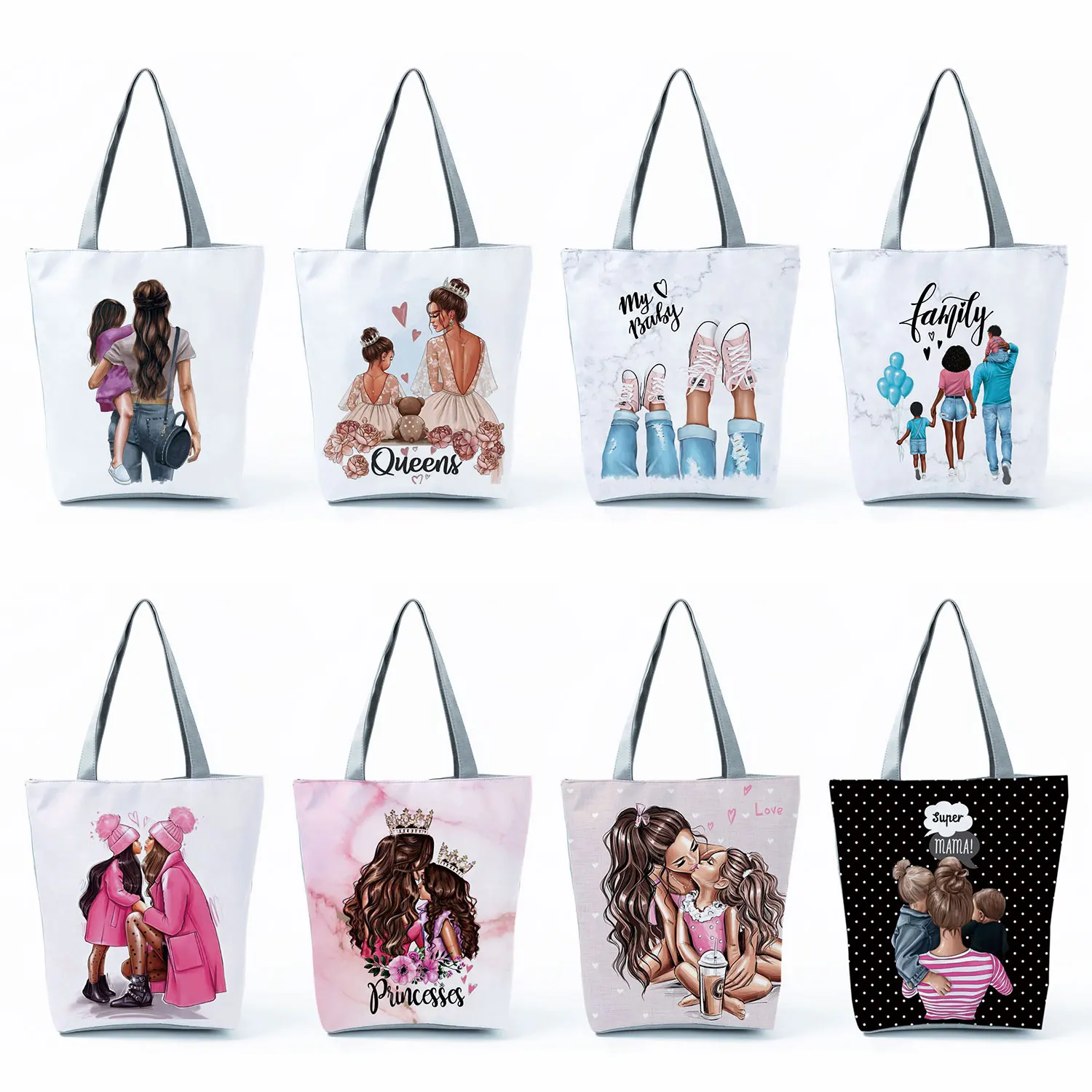 

Coffee Girl Print Female Handbag High Capacity Women Foldabl Eco Reusable Shopping Bag Casual Shoulder Bag Travel Beach Bag Tote