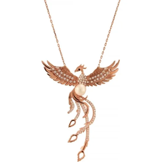 

Pearl Phoenix Necklace in Silver for Beautiful Woman